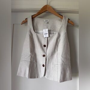 J.Crew Linen Button-Front Vest – Natural Sand, NWT